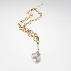 Gold Chain with Removeable Baroque Pearl Mothers Day Special, S Hook, Baroque Pearls, Go Out, Out Of Style, Gold Chain, Gold Chains, Lobster Clasp, Freshwater Pearls