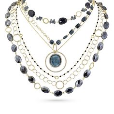 in iolite<br>shop the look > deep sea blues Delicate Diamond Necklace, Teal Necklace, Gold Color Combination, Halo Necklace, Diamond Necklaces, Tourmaline Stone, Yellow Gold Setting, Stone Gold, Small Rings