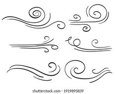 set of hand drawn swirls on white background