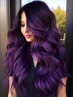 Purple Hair Color Ombre, Purple Hair Color, Light Purple Hair, Two Tone Hair, Vibrant Hair, Cute Hair Colors