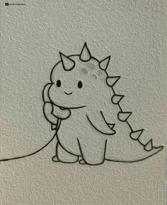 a drawing of a small dinosaur with spikes on its head