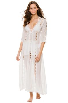 Luxury Long Sleeve Spring Cover-up, Luxury White Maxi-length Kimono, Luxury Long White Kimono, Luxury White Kimono For Vacation, Luxury White Maxi Length Kimono, Luxury Long Sleeve Cream Kimono, Luxury Long Cream Kimono, Beach Wardrobe, White Kimono