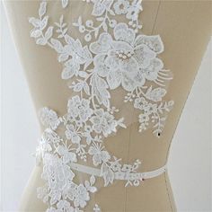 super exquisite floral embroidery lace applique in off white color with clear sequin , gorgeous for wedding applique, bridal applique bodicePrice is for one piece or one pair as you choose Gorgeous for wedding applique, bridal veil application, wedding stuffs Fitted White Lace With Floral Applique, Embroidered Wedding Gown, Wedding Applique, Embroidery Wedding, Bridal Applique, Wedding Dress Belt, Embroidered Bodice, Top Wedding Dresses, Bridal Hair Flowers