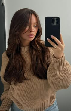 Prettiest Brunette Hair Color, Hair Trends Winter 2023, Winter 2023 Hair Color Trends Brunette, Black To Brown Hair Before And After, 2023 Winter Hair Trends, Warm Honey Brown Hair Brunettes, Chestnut Hair Color Dark, Low Maintenance Brown Hair Color, Chocolate Brown Hair With Layers