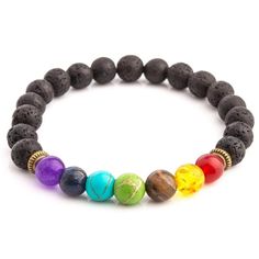 Backordered! Preorders now open. Benefits The beads in a chakra bracelet can be made of many materials, but the colors are very important. Each of the chakras is represented by a color — violet/white, indigo, light blues, green/pinks, yellows/browns, orange, and reds. The only essential feature of a chakra bracelet is that its wearer understands its significance. Not every rainbow colored bracelet is a chakra bracelet, but all bracelets colored this way can be worn as chakra bracelets and thereb Spiritual Rainbow Bracelets With Round Beads, Rainbow Round Bead Bracelets For Meditation, Spiritual Rainbow Beaded Bracelets With 8mm Beads, Rainbow Spiritual Beaded Bracelets With 8mm Beads, Rainbow Spiritual Bracelets With 8mm Beads, Spiritual Rainbow Bracelets With 8mm Beads, Spiritual Rainbow Beaded Bracelets With Round Beads, Spiritual Rainbow Bracelets, Spiritual Rainbow Beaded Bracelet With Round Beads