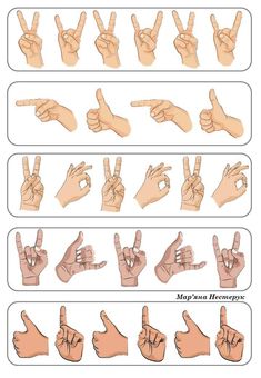 an illustrated guide to making the number one sign in different languages and numbers on each hand