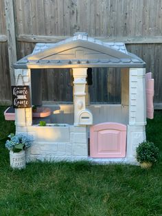 Fisherprice playhouse makeover  #diy #playhouse #fisherprice Kami House, Playhouse Redo, Addi Projects, Playhouse Remodel, Playhouse Makeover, Playhouse Ideas, Recycled House, House Makeovers, Diy Playhouse