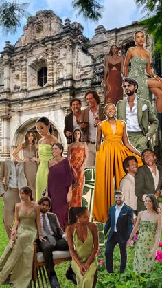 a collage of people dressed in different styles and colors, including men and women