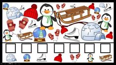 a penguin and other winter objects are shown in this worksheet for children to learn