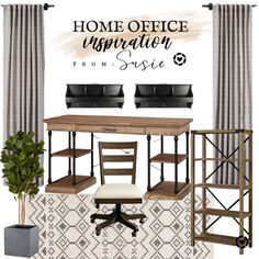 the home office is decorated in neutral tones