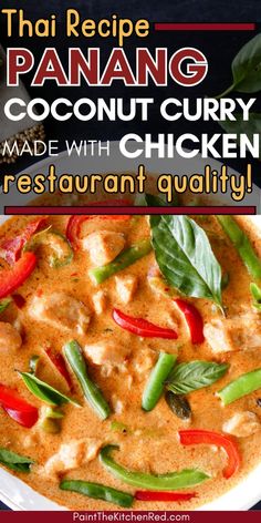 thai coconut curry made with chicken and red peppers