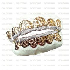 Custom Grillz from a boutique custom jeweler made to order. Custom handmade to a perfect fit just for you. This design features the classic nugget pattern with the crown tips dipped in diamond dust. Options can be customized in Sterling Silver, Gold Plated Sterling Silver, Rose Plated Sterling Silver or Genuine 8k, 10k, or 14k Yellow, White, or Rose Gold. Please add top or bottom in the notes when ordering. A 6 or 8 piece is considered a top or bottom grill, and a 12 or 16 piece is considered a Two Gold Teeth Grillz, Girl Grillz Gold Grill, Rose Gold Grillz, 2 Piece Grillz, Two Piece Grillz, Custom Grillz, Custom Grill, Gold Grillz, Gold Teeth