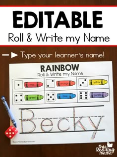 an editable roll and write my name game