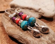 Boho Sterling Silver Leverback Earrings, Hill Tribe Boho Earrings, Turquoise Silver Earrings - Etsy Multicolor Nickel-free Southwestern Earrings, Blue Hand-strung Bohemian Earrings, Eye Of Ra, Bohemian Turquoise Hand-tooled Earrings, Turquoise Nickel-free Southwestern Earrings, Bohemian Turquoise 14k Gold-filled Earrings, Eye Pins, Leverback Earrings, Flower Stamp