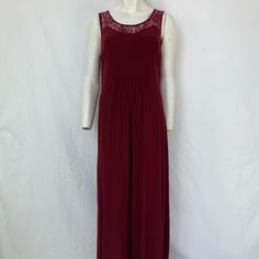 Everly Grey Auburn Maternity & Nursing Maxi Dress. Color Is “Rose” Burgundy Red. Dual Hidden Zippers At Side Seams For Easy Nursing. Empire Waist With Long Flowy Skirt. Soft And Comfortable Stretch Knit Jersey Fabric. Feminine Lace Yolk Front And Back. Dual Side Slits At Hem. Made In U.S.A. Measurements Approximate Laid Flat: Underarm Across 18”, Empire Waist 16”, Length Shoulder To Hem 54”. Red Sleeveless Dress With Lace Trim, Burgundy Sleeveless Stretch Dress, Burgundy Stretch Sleeveless Dress, Sleeveless Burgundy Maxi Dress For Summer, Summer Sleeveless Burgundy Maxi Dress, Black Maternity Maxi Dress, Burgundy Maternity Dress, Nursing Maxi Dress, Long Flowy Skirt