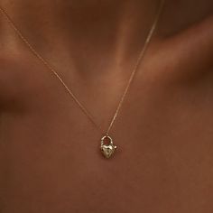 Dainty Silver Heart Necklace, Gold Necklace Bridal, Heart Aesthetic, Custom Chain, Lock Pendant, Real Gold Jewelry, Lock Necklace, Heart Lock, Jewelry Accessories Ideas