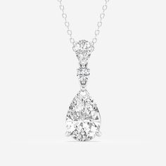 Badgley Mischka Near-Colorless 4 ctw Pear Lab Grown Diamond Hinged Fashion Pendant with Adjustable Chain 18K White Gold, GH, VS2 Fashion Pendant, Pear Diamond, Pear Shaped Diamond, Effortless Elegance, Exquisite Jewelry, Badgley Mischka, Moissanite Diamonds, Three Stone, Pear Shape