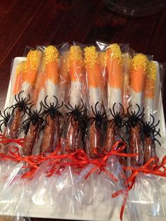 there are many halloween treats wrapped in plastic