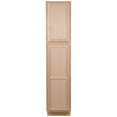 a tall wooden cabinet with two doors on one side and another door in the other