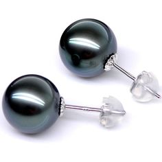 "Black pearl earrings, black pearl studs, black pearl stud earrings, black pearl earring, Tahitian black pearl earring, black stud earring These are beautiful genuine pearls from the oceanic seas of the world, Set into traditional 14k white gold as studs to allow security to the pearls in its setting. A very beautiful and traditional look for any lady <3 Because pearls symbolize Purity, Harmony, and Humility A wise Gemologist once said: \"The pearl owes nothing to man. It is absolutely a gift Elegant Black Round Pearl Earrings, Black Pearl Earrings For Formal Occasions, Black Pearl Drop Earrings For Formal Occasions, Black Pearl Drop Earrings For Formal Events, Elegant Black Pearl Earrings, Elegant Black Tahitian Pearl Earrings, Classic Black Pearl Earrings, Black Round Pearl Earrings For Formal Occasions, Formal Black Tahitian Pearl Earrings