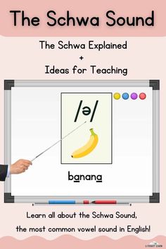 the schwa sound poster with an image of a banana on it and words below