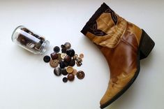 My DIY Refashioned Cowboy Boots | Upstyle Recycled Cowboy Boots Ideas, Repurposed Cowboy Boots, Upcycled Boots Diy, Upcycle Cowboy Boots Diy, Diy Old Boots Upcycle