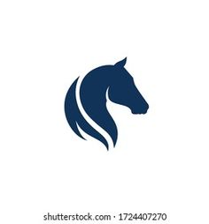 a horse's head is shown in the middle of this minimalistic logo design