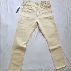 Benzak Denim Developers W-01 Women's Straight Fit, 12oz Ecru Italian Selvedge Denim, Blue Line Selvedge Id, Size 31 (33.9" Waist). Made In Portugal Fitted Mid-rise Cream Jeans, Fitted Cream Jeans With Five Pockets, Fitted Cream Jeans, Cream Straight Leg Jeans With Five Pockets, Classic Cream Jeans With Five Pockets, Trendy Fitted Cream Jeans, Fitted Cream Jeans For Spring, Cream Straight Leg Denim Jeans, Classic Cream Jeans