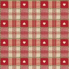 a red and white checkered fabric with hearts on the front, as well as two smaller hearts on the back