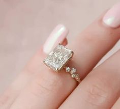 Diamond Cluster Engagement Ring, Cvd Diamond, Moissanite Diamond Rings, Types Of Diamonds, Hidden Halo, Moissanite Wedding Bands, Radiant Cut, Engagement Ring Wedding Band, Designer Engagement Rings