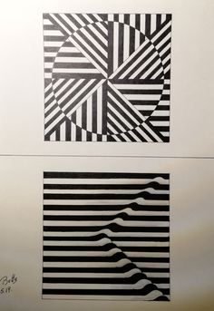 two black and white pictures with lines on them