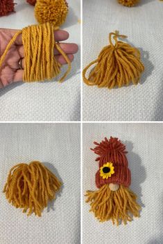 crocheted items are being used to make an ornament for a stuffed animal