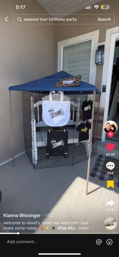 a screen shot of a dog kennel with items for sale on the front door