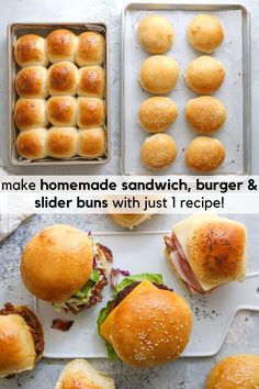 the steps to make homemade sandwich burgers and slider buns with just 1 recipe