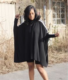 Casual Oversized Bat Sleeve Loose Pullover Dresses Oversized Cape With Batwing Sleeve For Spring, Oversized Long Sleeve Chic Cape, Oversized Chic Long Sleeve Cape, Chic Oversized Long Sleeve Cape, Oversized Batwing Sleeve Poncho For Spring, Oversized Batwing Sleeve Poncho, Chic Oversized Cape With Batwing Sleeve, Black Long Sleeve Poncho For Spring, Oversized Black Cape For Spring