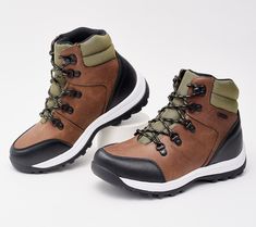 Take on snow, mud, and sleet (without ruining your socks!), thanks to these trusty waterproof lace-up trail boots. From Wanderlust. Dark Tan, Fashion Shoes, Shoe Boots, Socks, Lace Up, Boots, Heels, Lace