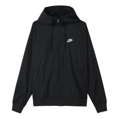 Nike Outdoor Sports Zipper Windproof Casual Jacket Black AR2192-010 (Men's) Black Waterproof Track Jacket For Sports, Sporty Waterproof Hooded Track Jacket, Waterproof Sporty Hooded Track Jacket, Athleisure Windproof Track Jacket For Streetwear, Windproof Athleisure Track Jacket For Streetwear, Waterproof Hooded Sporty Track Jacket, Urban Windproof Track Jacket For Sports, Black Waterproof Windbreaker In Athleisure Style, Urban Style Windproof Track Jacket For Sports