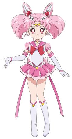 an anime character with pink hair and ears