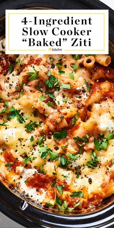 slow cooker baked ziti with text overlay