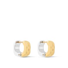 LOUIS VUITTON® - Nanogram Earrings - Gold Contrasting Colours, Louis Vuitton Jewelry, Monogram Pattern, Louis Vuitton Official, Earrings Gold, Women Collection, All Fashion, Contrasting Colors, Gold Earrings