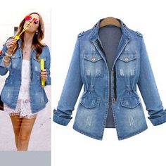 Top Rated Women Denim Jacket Long Sleeve Jean Jackets Ladies Comfy Winter Button Down *, Fashion Women's winter shoes Long Sleeve Jean Jacket, Jeans Coat, Casual Denim Jacket, Denim Jacket Fashion, Denim Jacket Women, 가을 패션, Denim Jackets, Casual Coat, Denim Coat