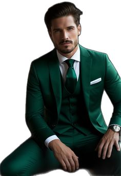 Fitted Green Wedding Suit, Elegant Green Three-piece Suit For Party, Elegant Green Three-piece Party Suit, Green Tuxedo Suit For Wedding, Formal Green Tuxedo, Classic Green Blazer For Groom, Classic Green Wedding Blazer, Green Tailored Suit For Formal Occasions, Green Fitted Formal Suit