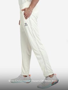 Shrey Premium Off White trouser The Shrey Match Trouser helps you stay dry, comfortable and focused when the competition heats up. Sweat wicking technology and breathable mesh at the sides help you stay cool so you can focus on the game. Encased elastic waistband with internal draw cord. Pockets to store your essentials. 100% polyester. Cotton Cargo Pants For Sports, Moisture-wicking Cotton Sports Pants, White Joggers For Training, Moisture-wicking Cotton Pants For Training, Moisture-wicking Cotton Training Pants, Functional White Sports Joggers, White Functional Joggers For Sports, Functional White Joggers For Sports, White Full Length Athleisure Joggers