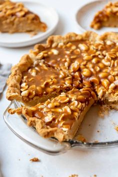 there is a pie with nuts on it