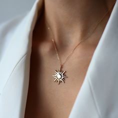 14K Solid Gold Star Sun Layered Charm Statement Necklace Friendship Pendant Chain Good Luck Sunshine Gift For Women Monsini Jewelry NoelGift ❤❤【Materials & Specifications】❤❤ - 14K Gold Charm Necklace -Gold Color Options Rose Gold, Yellow Gold, White Gold Pendant Width:2.00cm (0.78in) Pendant Length:2.00cm (0.78in) 💕💕【Available in 4 different chain lengths】 42 cm (16.5 in) 44 cm (17.3 in) 46 cm (18.1 in) 48 cm (18.8 in) ❤❤Good Vibes Only❤❤ Every day has something to celebrate. wear your nec Celestial Style Star Charm Pendant Necklace, Celestial Star-shaped Necklace With Adjustable Chain, Star Charm Jewelry Gift, Gold Plated Star-shaped Jewelry With Adjustable Chain, Gold Plated Star Jewelry With Adjustable Chain, Gold-plated Star-shaped Jewelry With Adjustable Chain, Yellow Gold Star Jewelry With Adjustable Chain, Elegant Star-shaped Chain Necklace With Adjustable Chain, Elegant Star Charm Pendant Jewelry