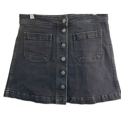 Madewell Women's Black Button Front Stretch A-line Denim Mini Skirt Size 4 Item is in good, pre-owned condition.  No issues noted with the skirt. Measurements are approximately as follows: Waist: 29" Waist to bottom hem: 15 1/2" We ship most items out the next business day.  Please contact us with any questions.  We are happy to combine shipping when possible. Thank you! Features: * A-line Mini Size: Womens 4 Condition: Pre-Owned Good Black Button Front Denim Skirts, Denim Mini, Black Button, Denim Mini Skirt, Madewell, Womens Skirt, Mini Skirts, Clothes For Women, Black