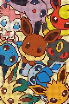 an image of pokemon characters made out of pixels