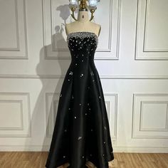 Luxury Dubai Black Beaded Evening Dress for Women 2024 - Elegant Arabic Wedding Birthday Party Formal. Arabic Wedding, Black Beaded Dress, Black Evening Dress, Formal Parties, Arab Wedding, Costume Dress, Beaded Dress, 2024 Collection, Dress For Women