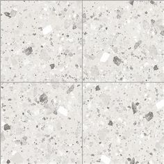 white and gray marble tile with black dots on the bottom, in four different angles