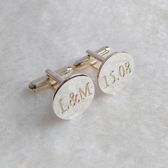 Personalized Wedding Cufflinks,Date and Initials Cufflinks,Groom Wedding Cufflinks,Engraved CuffLink Wedding Engraved Cufflinks For Father's Day, Silver Engraved Cufflinks For Wedding, Silver Engraved Cufflinks For Father's Day, Silver Cufflinks With Engraving Option For Father's Day, Elegant White Cufflinks For Wedding, White Gold Cufflinks For Anniversary, Classic Cuff Wedding Jewelry, Anniversary White Gold Cufflinks, Personalized Classic Cufflinks For Anniversary